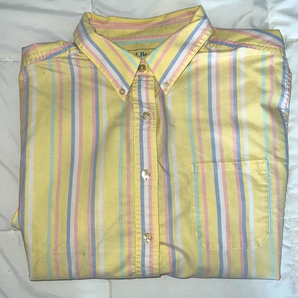 LL BEAN Long-Sleeve Multi-colored Striped Button Down - Picture 2 of 4